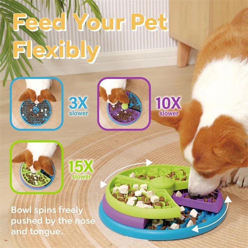 Pet slow food bowl, three-layer anti-choking and anti-slip feeder