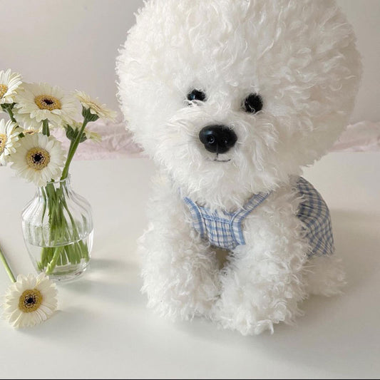 Spring And Summer Dog Bow Pleated Check Skirt