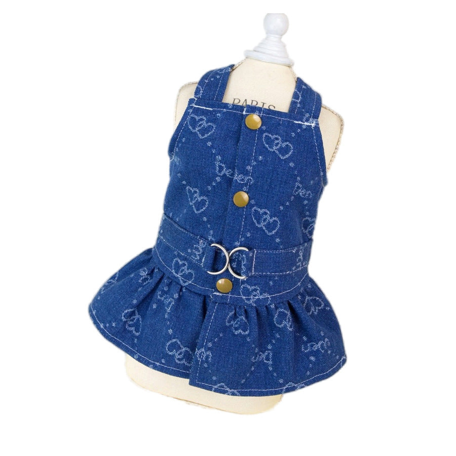 Teddy Bichon Frise Pet Thin Denim Dress