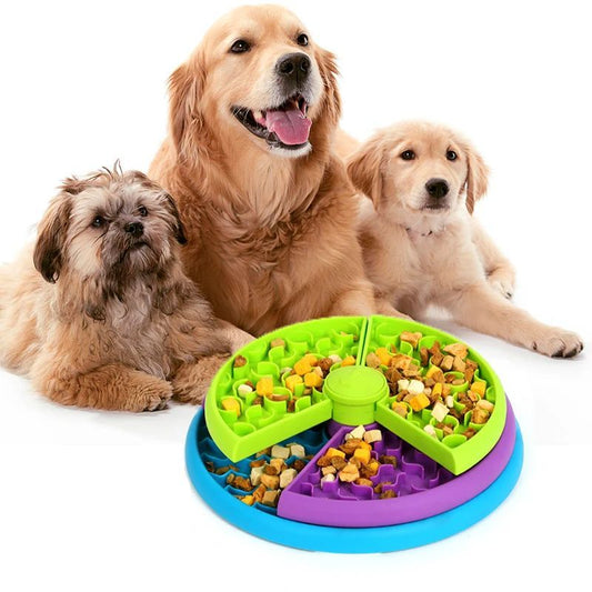 Pet slow food bowl, three-layer anti-choking and anti-slip feeder