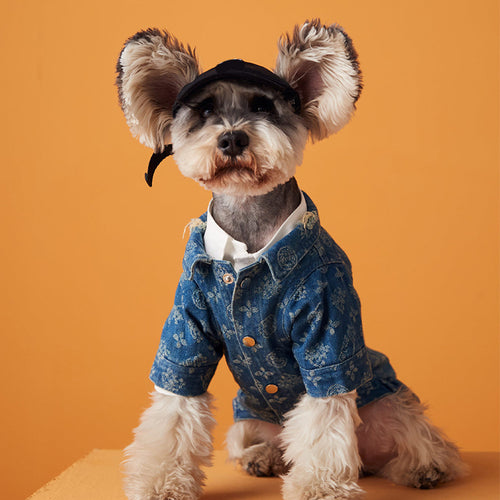 Slim-fit puppy shirt polka dot dress