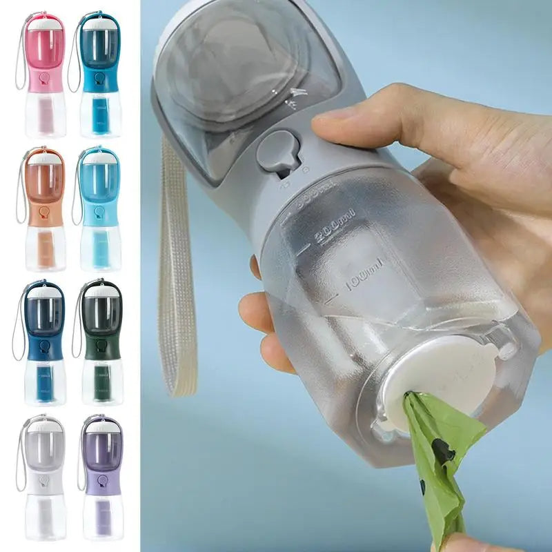 Dog water bottle, food, and garbage bag 3-in-1