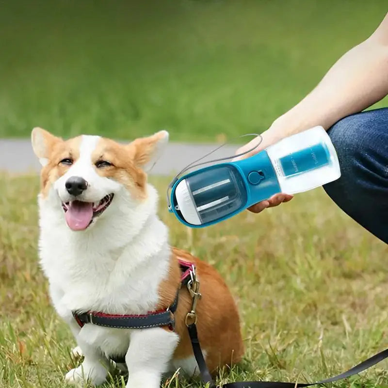 Dog water bottle, food, and garbage bag 3-in-1