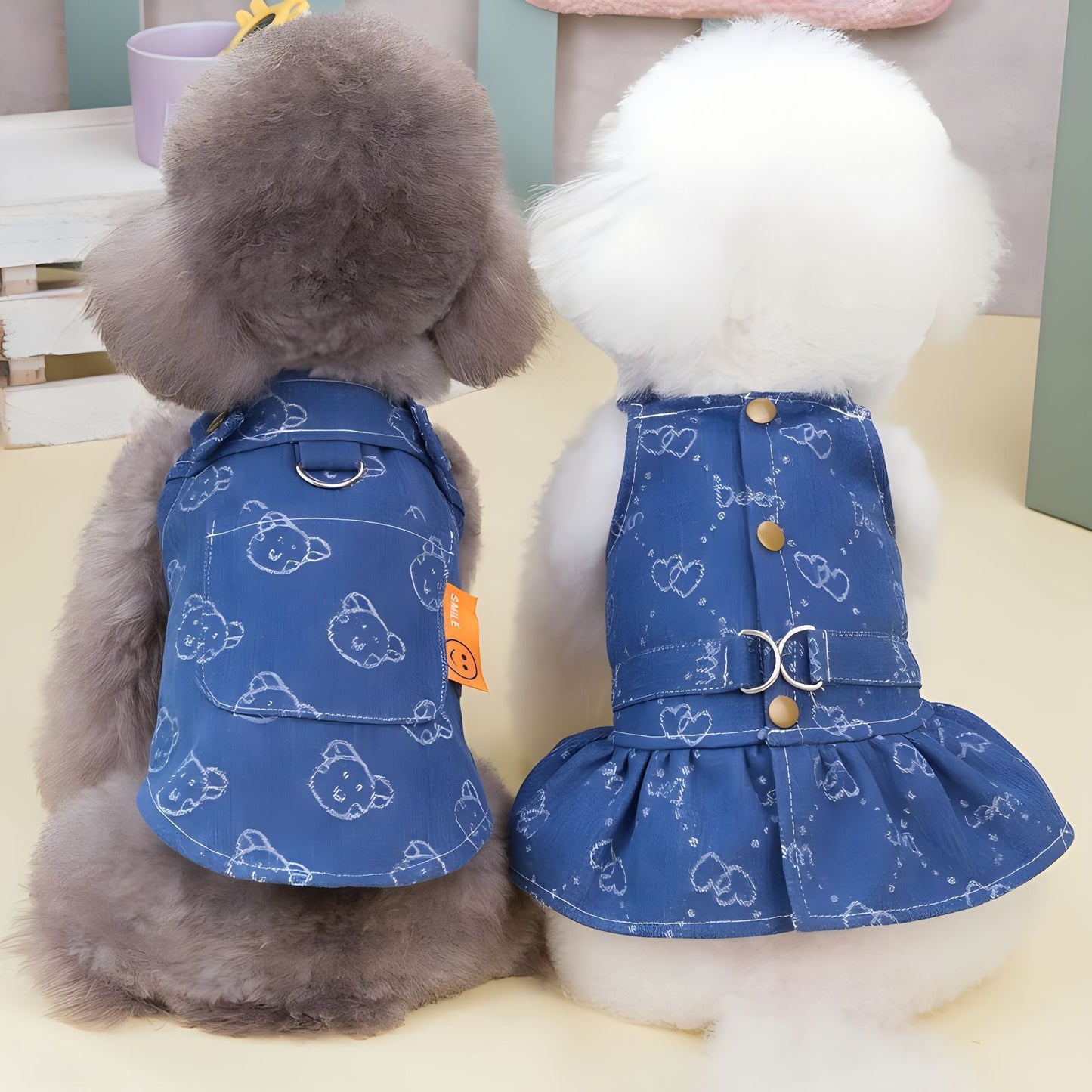 Teddy Bichon Frise Pet Thin Denim Dress