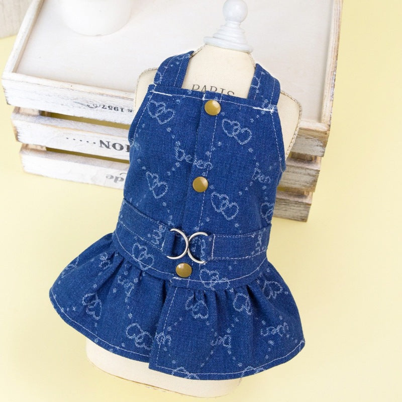 Teddy Bichon Frise Pet Thin Denim Dress