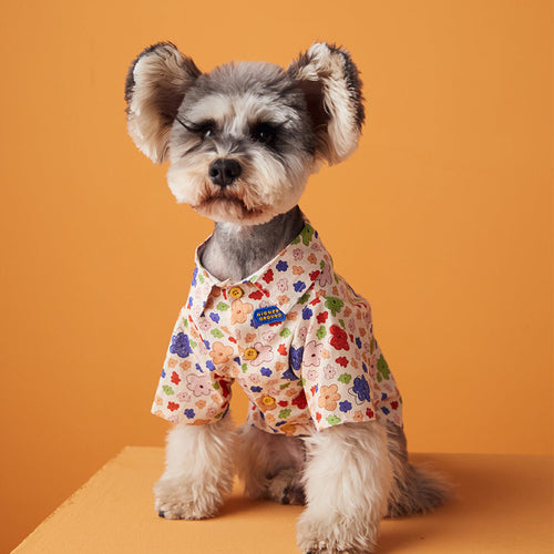 Slim-fit puppy shirt polka dot dress