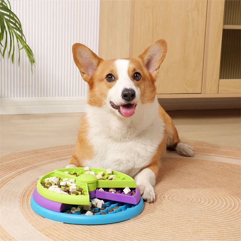 Pet slow food bowl, three-layer anti-choking and anti-slip feeder