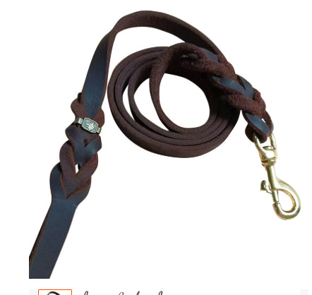 Sheepdog leash, leather dog leash, hand-woven.