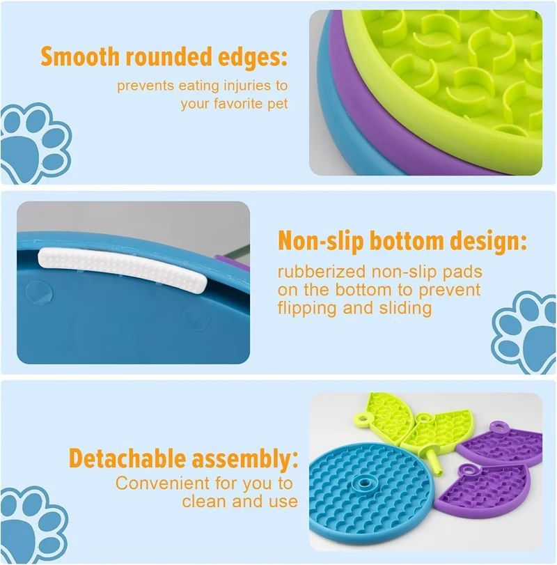 Pet slow food bowl, three-layer anti-choking and anti-slip feeder