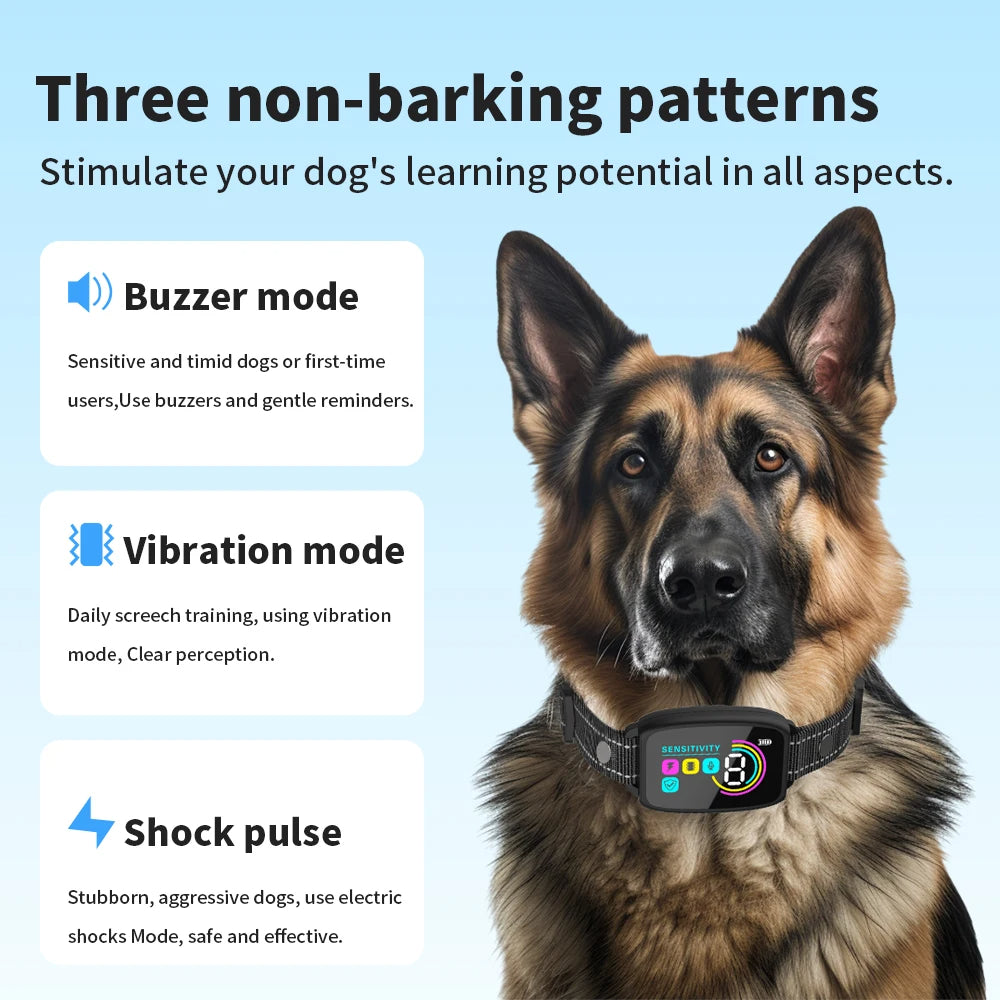 Intelligent automatic anti-barking collar, rechargeable, high-definition digital waterproof.
