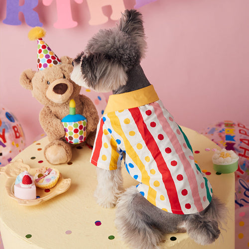Slim-fit puppy shirt polka dot dress