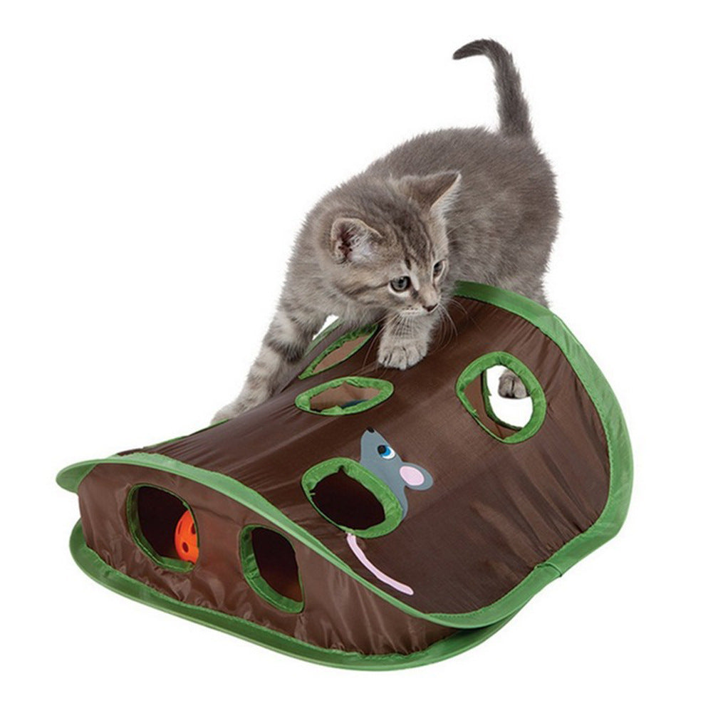 Pet cat interactive hide-and-seek game, 9-hole tunnel mouse chasing puzzle toy