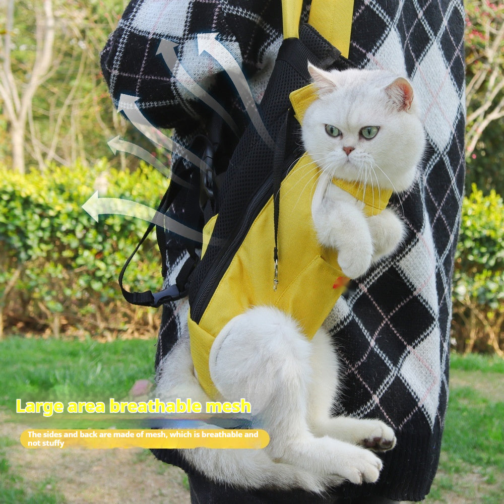 Outdoor cat and dog backpack, open shoulder carry for breathability