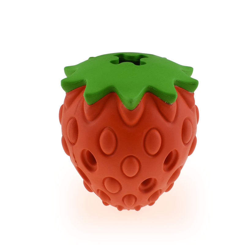 Durable strawberry treat ball for cats and dogs