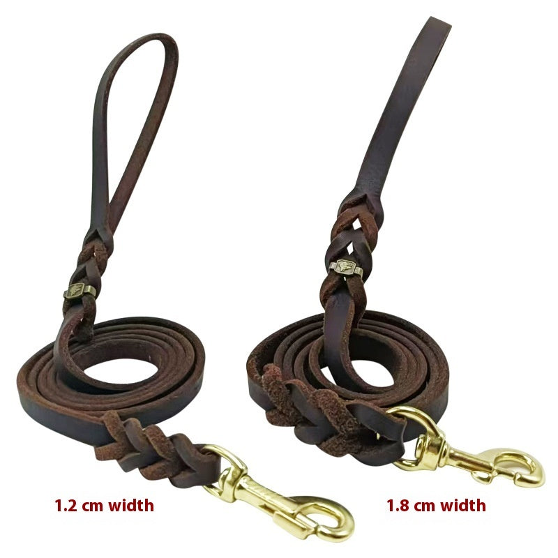 Sheepdog leash, leather dog leash, hand-woven.