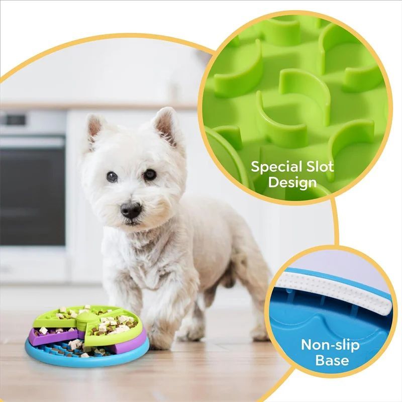 Pet slow food bowl, three-layer anti-choking and anti-slip feeder