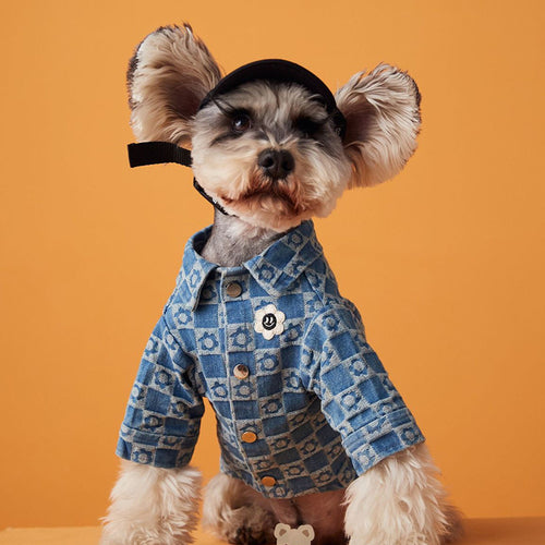 Slim-fit puppy shirt polka dot dress